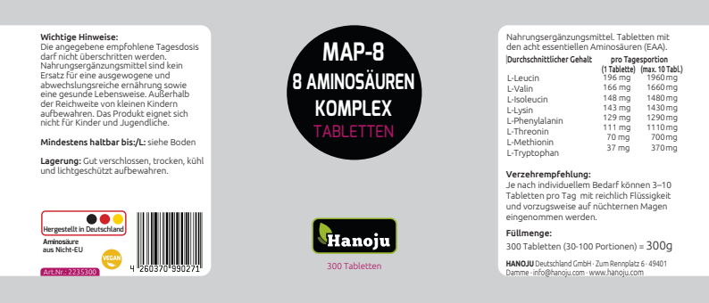 MAP 8 - essentielle Aminosäuren Komplex, 300 Tabletten