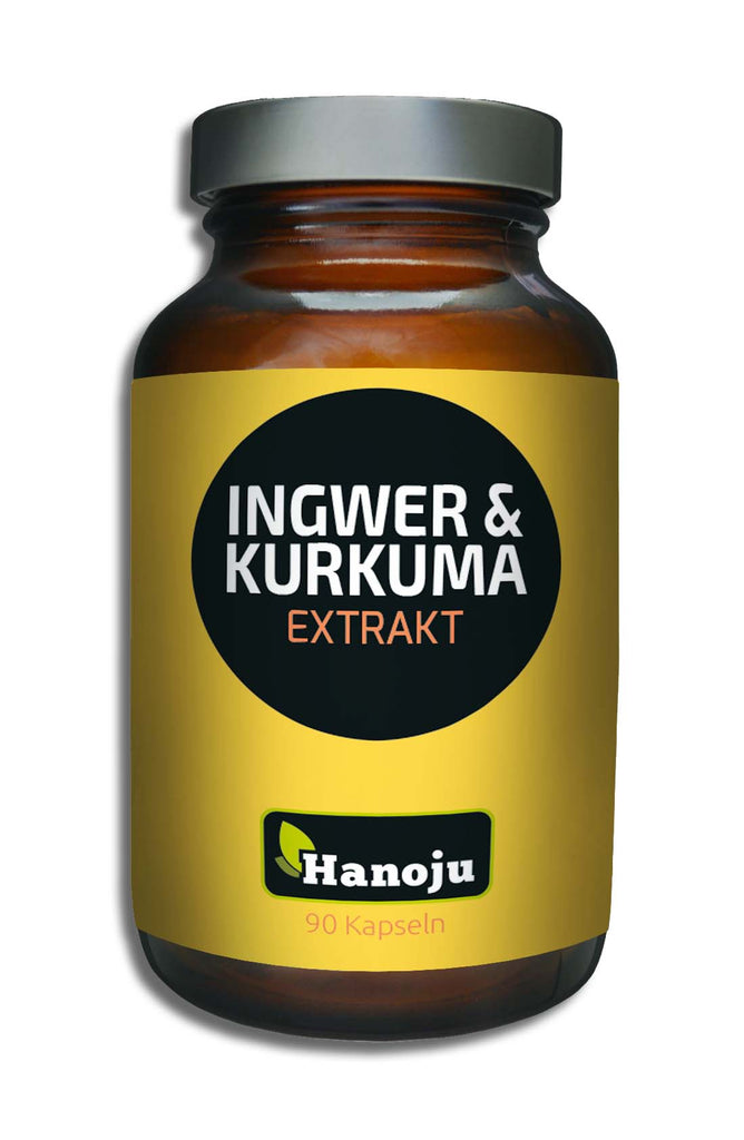 HANOJU Ingwerwurzel-Extrakt + Kurkuma-Extrakt, 90 Kapseln