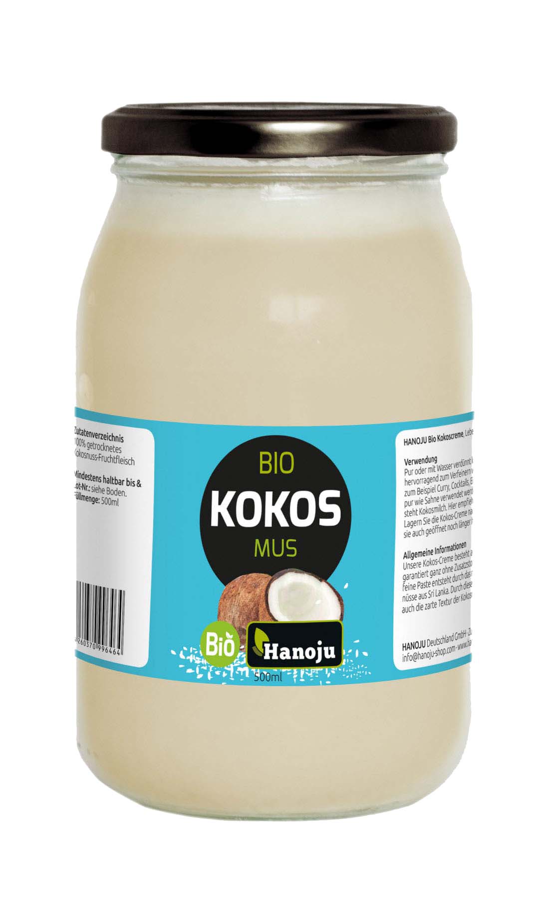 Bio Kokosmus (Creme) 1000 g im Glas – Hanoju Deutschland GmbH