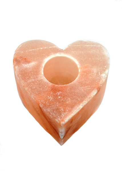 Salzkristall - Kerzenhalter in Herzform ca.1kg mit Kunststofffüßen